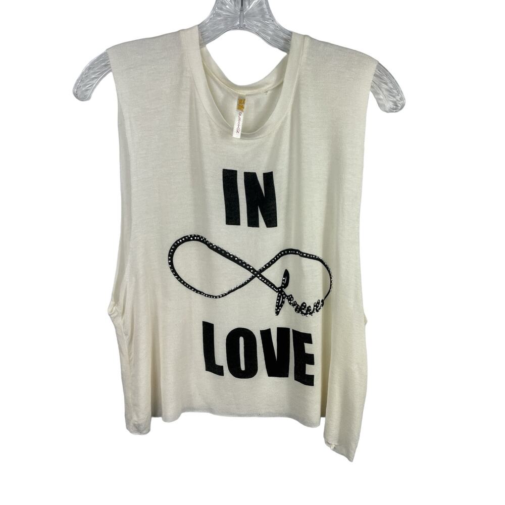 Occasion Cream sleeveless In Love Forever Tank Top XL